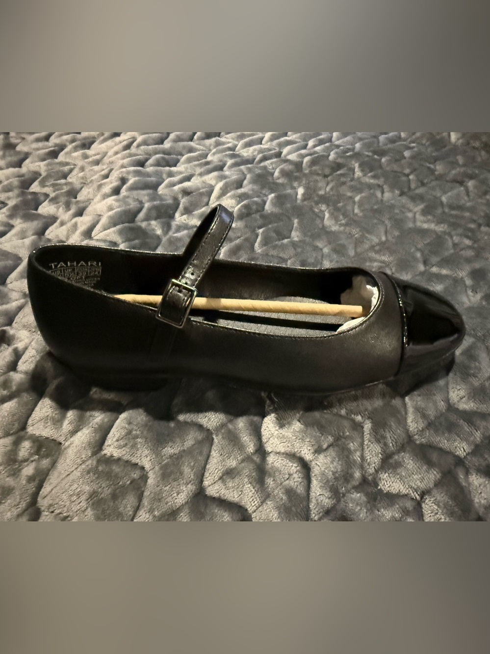 Tahari Black Mary Jane Flat with Buckle Strap